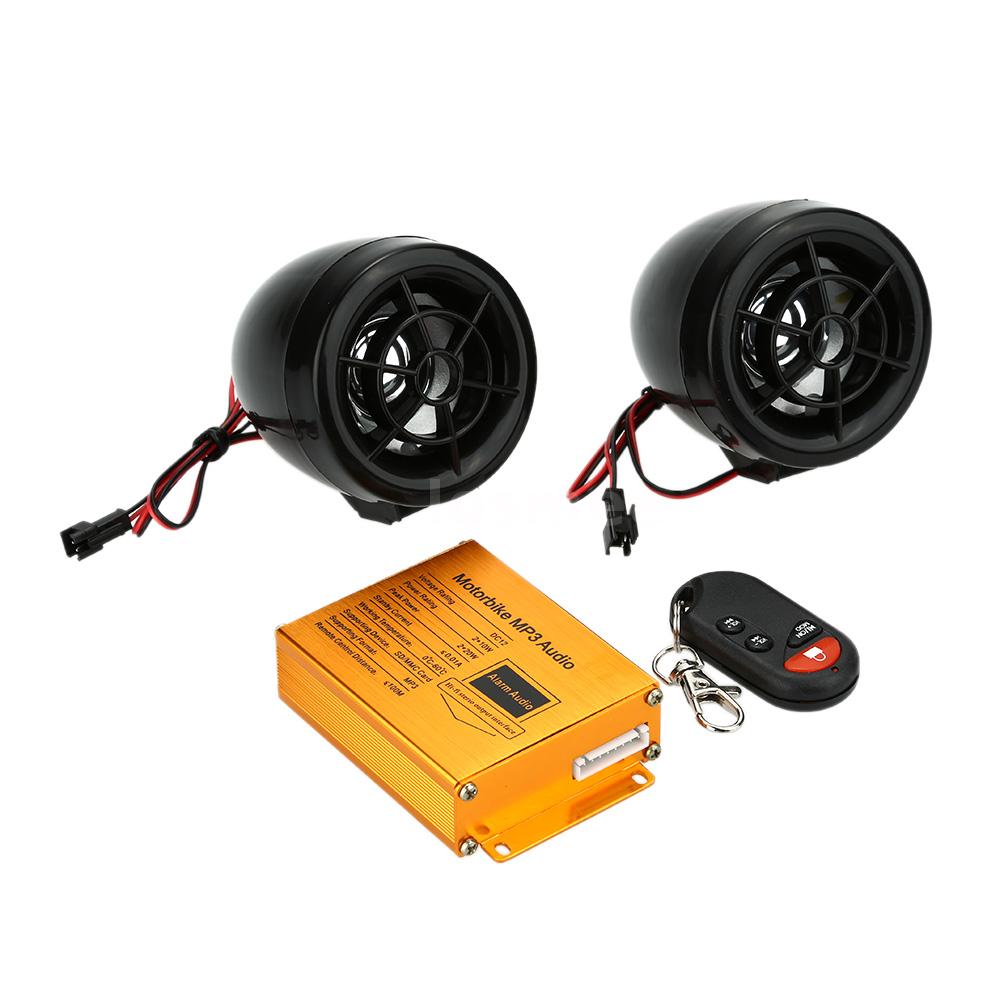 Motorcycle MP3 Player Speakers FM Radio Security Alarm Wireless Remote US J6P3